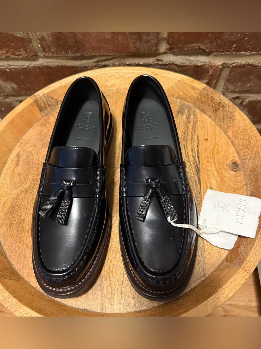 Brunello Cucinelli Black Leather Tassel Penny Loafers EU 40 US 10 NWT! $1,385